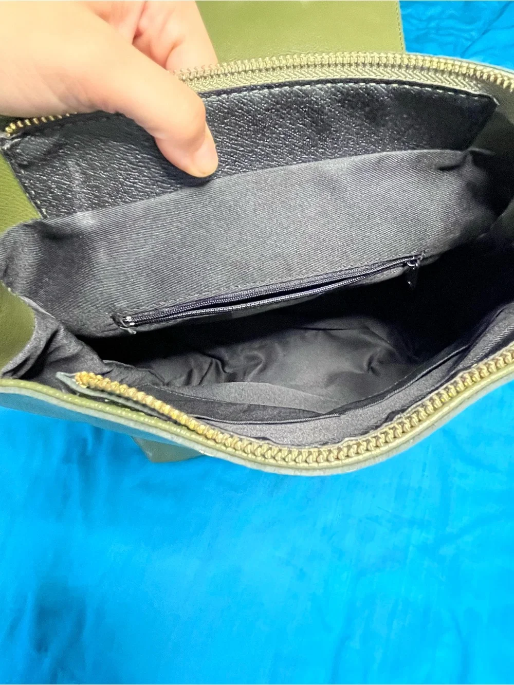 Sofia Cardoni Olive Green Backpack Gold Hardware Faux Leather Purse